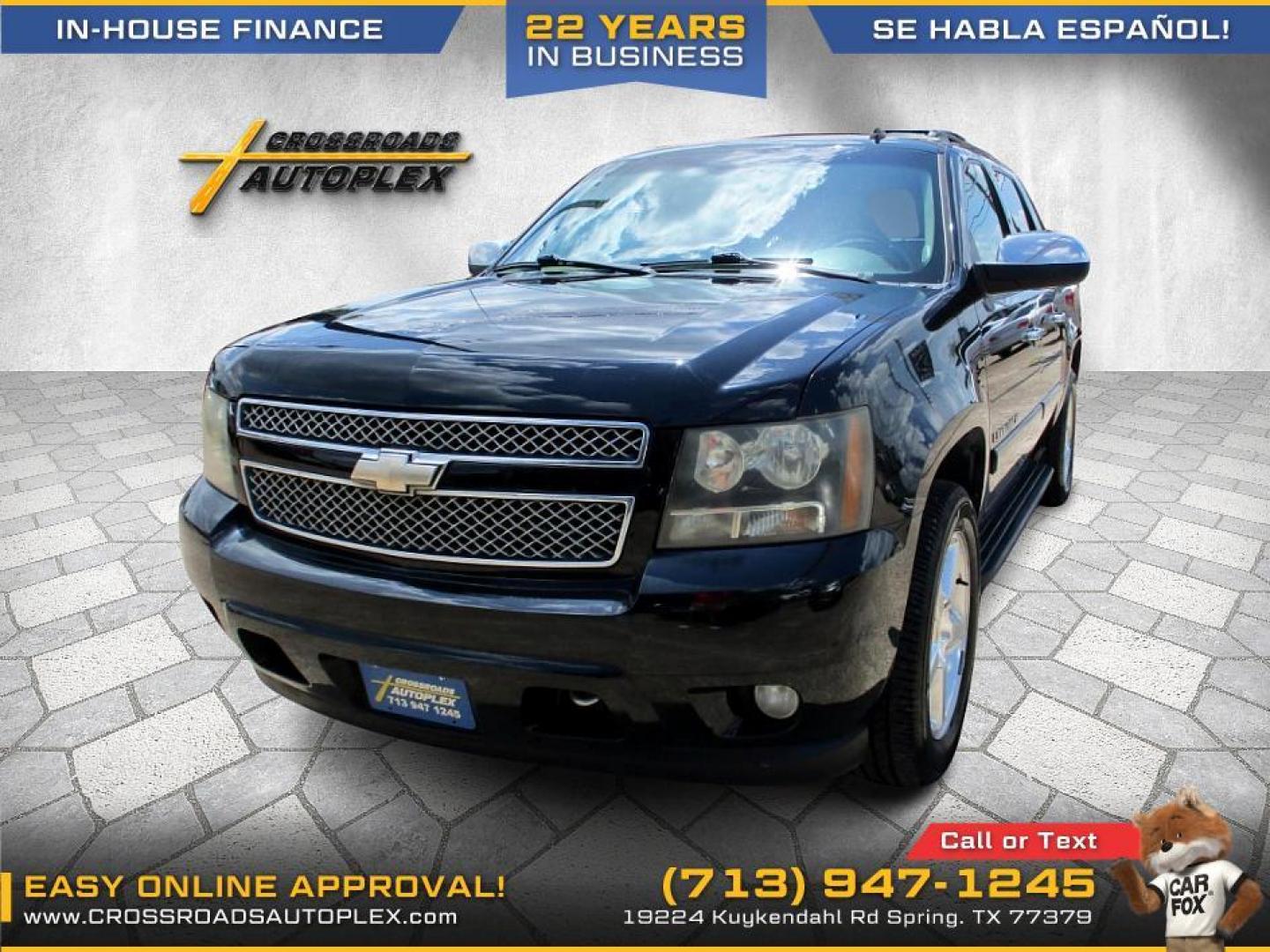 2008 BLACK /GRAY CHEVROLET AVALANCHE LT1 2WD (3GNEC12008G) with an 5.3L V8 OHV 16V FFV engine, 4-SPEED AUTOMATIC transmission, located at 19224 Kuykendahl Rd, Spring, TX, 77379, (713) 947-1245, 30.049259, -95.491402 - 2008 CHEVROLET AVALANCHE ONCE THE 2002 TRUCK OF THE YEAR!! THIS TRUCK HAS MANY NEW FEATURES IN THIS YEAR MODEL. THIS TRUCK HAS MORE POWER THEN IT EVER HAS WITH A 6 SPEED AUTOMATIC TRANSMISSION AND 5.3L WITH A V8 ENGINE. THIS TRUCK HAS THE FLEX FUEL AS WELL. THIS AVALANCHE HAS INTERIOR NO CUTS OR STA - Photo#0