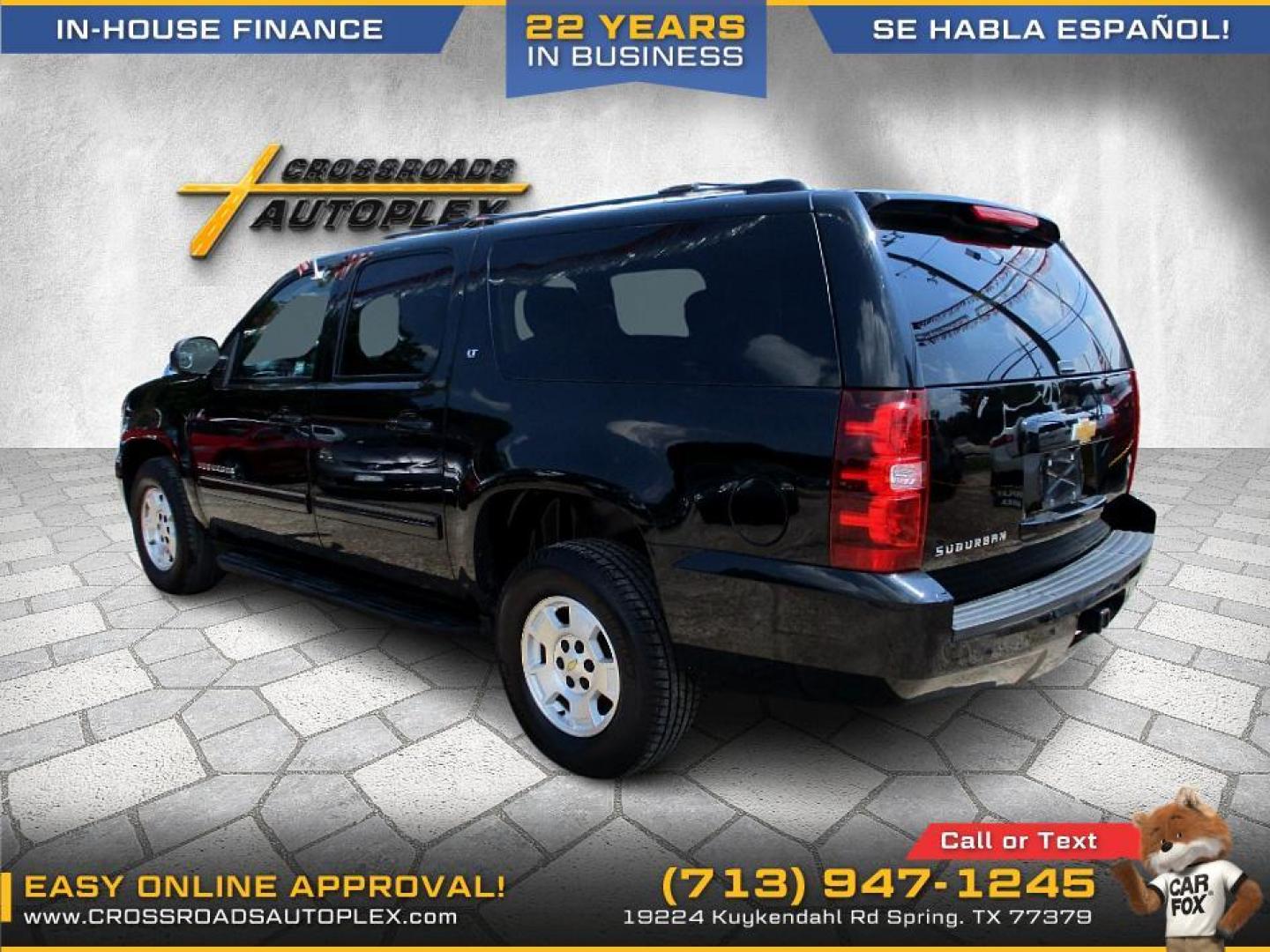 2014 BLACK /GRAY CHEVROLET SUBURBAN LT 1500 2WD (1GNSCJE0XER) with an 5.3L V8 OHV 16V FFV engine, 6-SPEED AUTOMATIC transmission, located at 19224 Kuykendahl Rd, Spring, TX, 77379, (713) 947-1245, 30.049259, -95.491402 - CALL US AT 713.947.1245 TO HEAR OUR FINANCE OPTIONS, WE IN HOUSE FINANCE - Photo#2