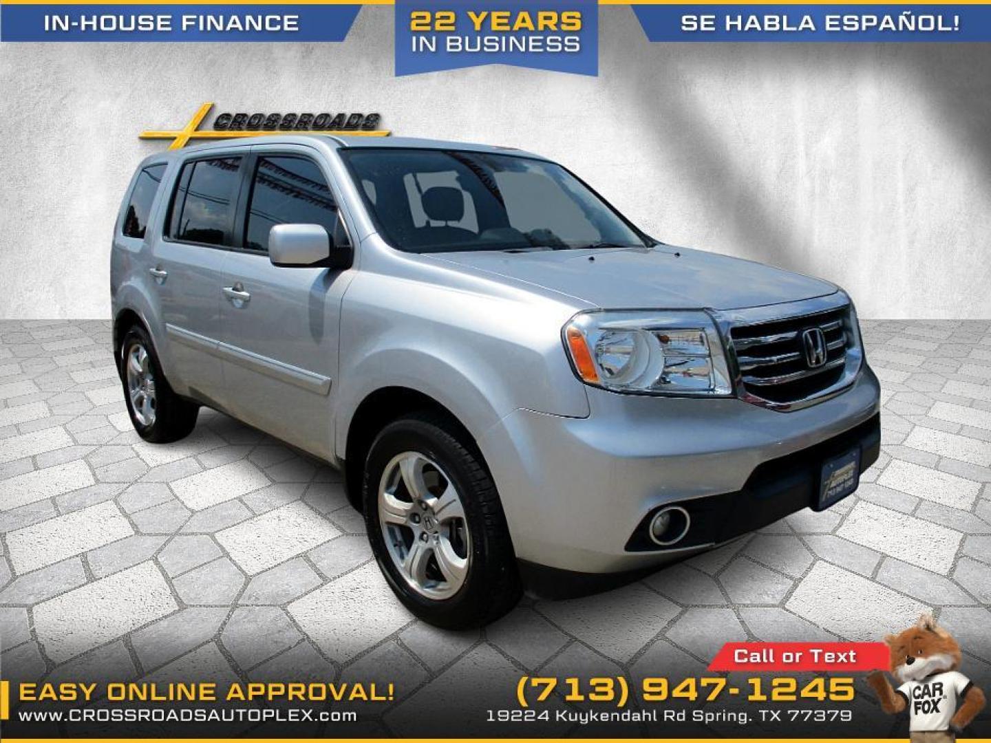 2014 SILVER /BLACK HONDA PILOT EX-L 2WD 5-Spd AT (5FNYF3H52EB) with an 3.5L V6 SOHC 24V engine, 5-SPEED AUTOMATIC transmission, located at 19224 Kuykendahl Rd, Spring, TX, 77379, (713) 947-1245, 30.049259, -95.491402 - CALL US AT 713-947-1245 - Photo#5