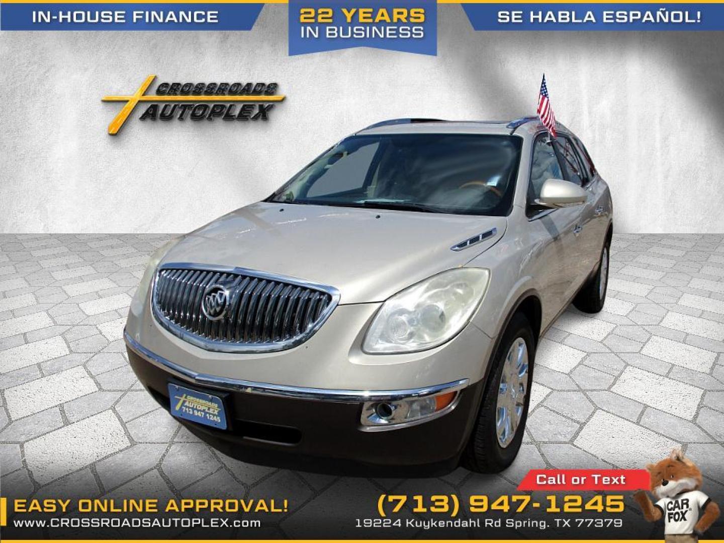 2012 BEIGE /TAN BUICK ENCLAVE Leather FWD (5GAKRCED9CJ) with an 3.6L V6 DOHC 24V engine, 6-SPEED AUTOMATIC OVERDRIVE transmission, located at 19224 Kuykendahl Rd, Spring, TX, 77379, (713) 947-1245, 30.049259, -95.491402 - WE IN HOUSE FINANCE, CALL US AT 713-947-1245 - Photo#0