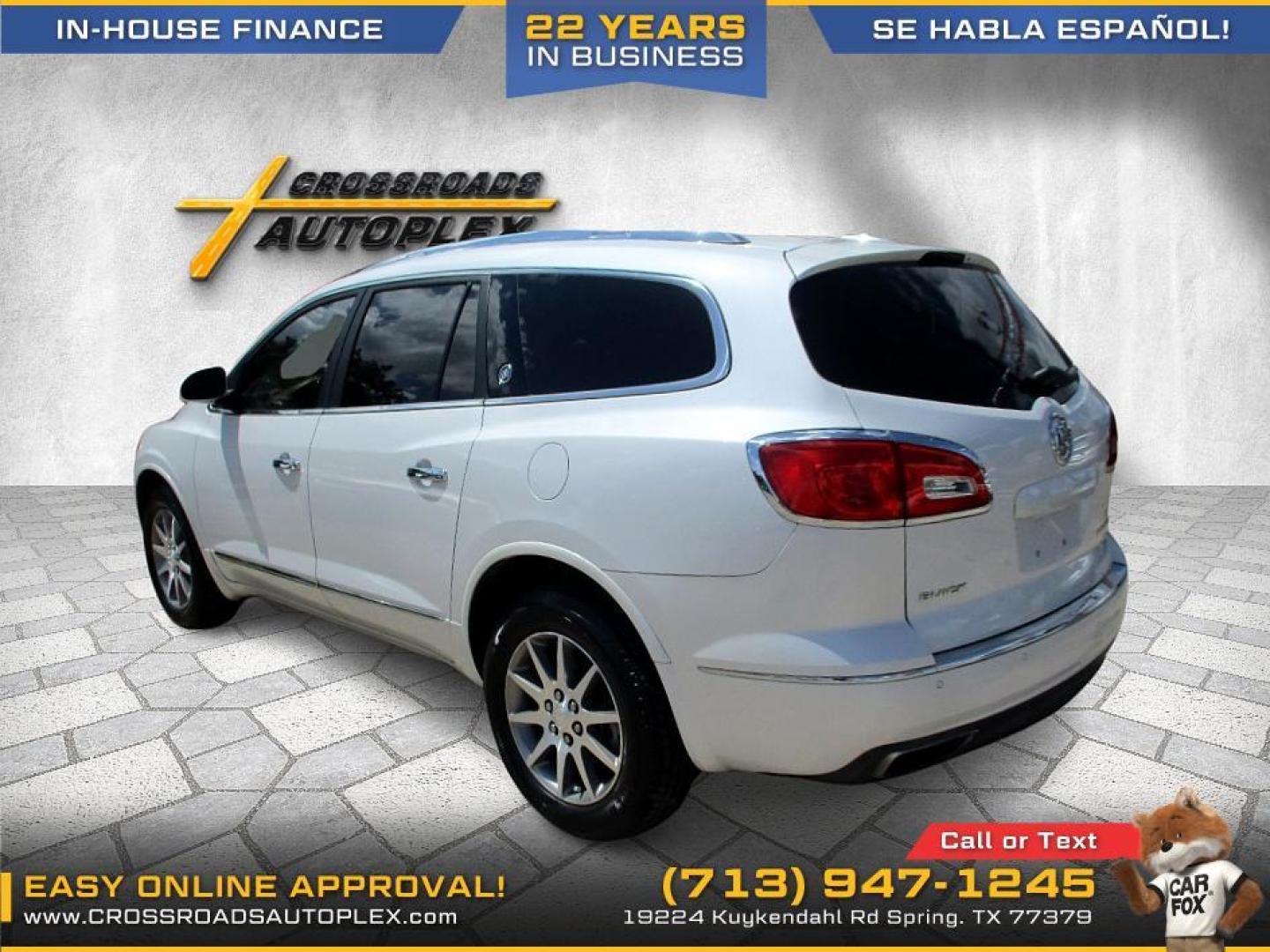 2016 WHITE /GRAY BUICK ENCLAVE Leather FWD (5GAKRBKD2GJ) with an 3.6L V6 DOHC 24V engine, 6-SPEED AUTOMATIC OVERDRIVE transmission, located at 19224 Kuykendahl Rd, Spring, TX, 77379, (713) 947-1245, 30.049259, -95.491402 - WE IN HOUSE FINANCE, CALL US AT 713-947-1245 - Photo#2