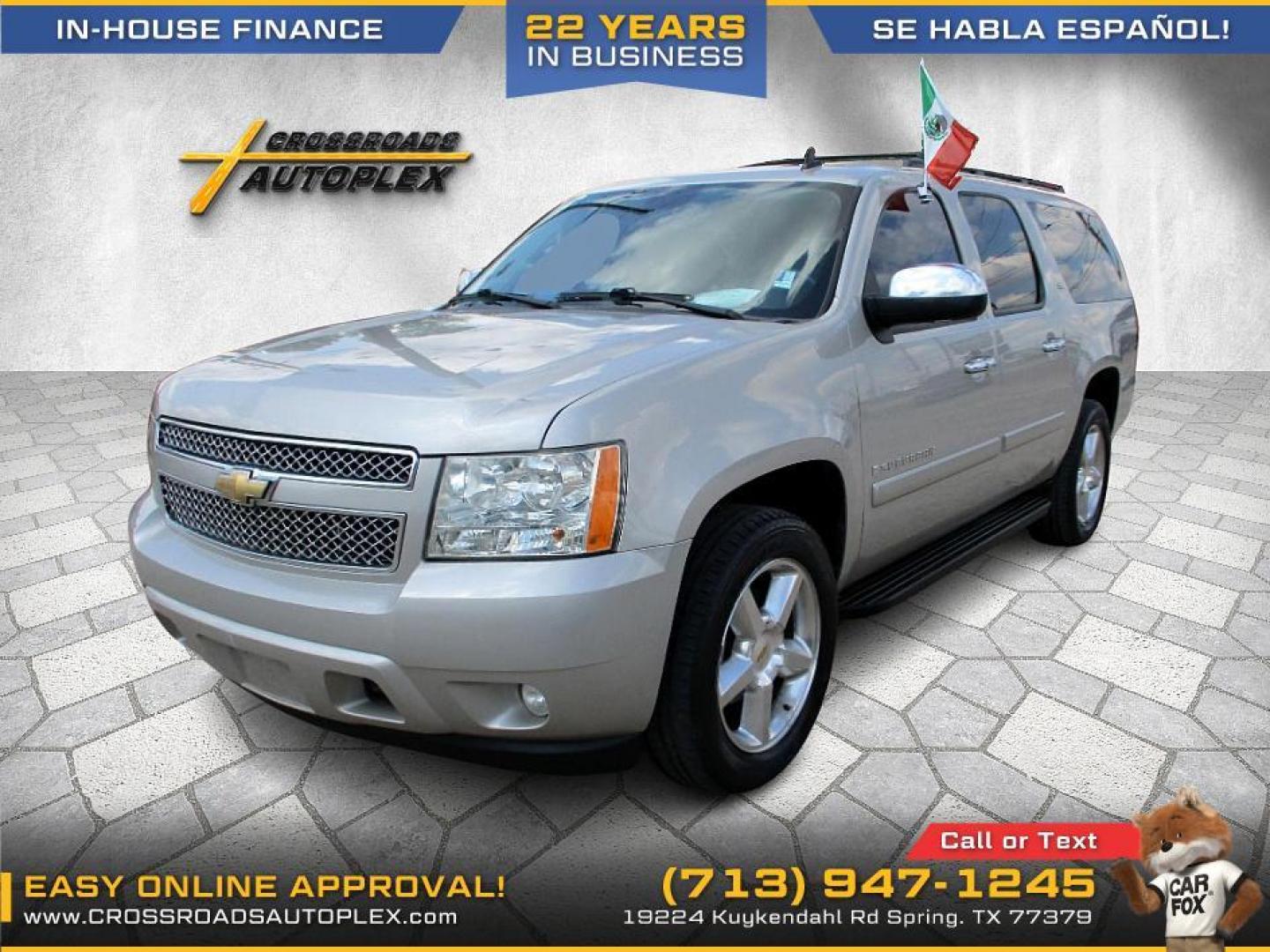 2008 SILVER /GRAY CHEVROLET SUBURBAN LTZ 1500 4WD (3GNFK16338G) with an 5.3L V8 OHV 16V FFV engine, 6-SPEED AUTOMATIC transmission, located at 19224 Kuykendahl Rd, Spring, TX, 77379, (713) 947-1245, 30.049259, -95.491402 - Photo#0