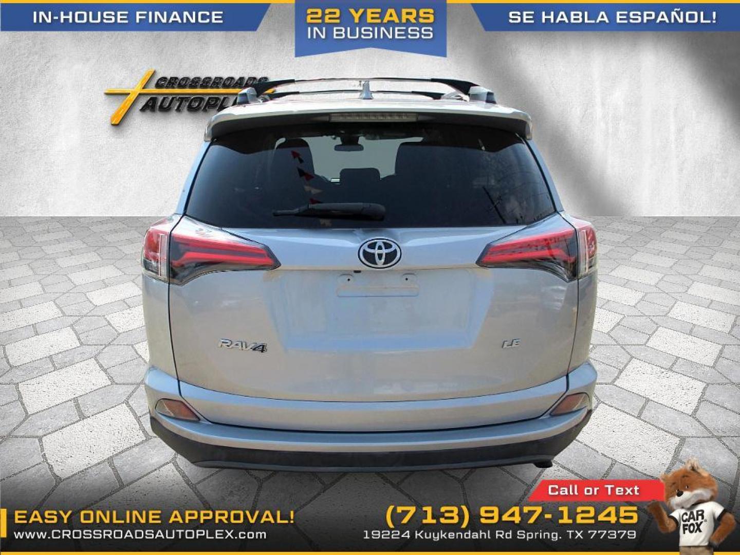 2017 SILVER /BLACK TOYOTA RAV4 LE FWD (2T3ZFREV3HW) with an 2.5L L4 DOHC 16V engine, 6-SPEED AUTOMATIC transmission, located at 19224 Kuykendahl Rd, Spring, TX, 77379, (713) 947-1245, 30.049259, -95.491402 - This mid-size SUV has great appeal and will not last long! Come check us out today! Crossroads Autoplex is a family run dealership that has strived on the same street since 1999! We are here to offer you quality vehicles at a very reasonable price. Here at Crossroads we understand that not everyone - Photo#3