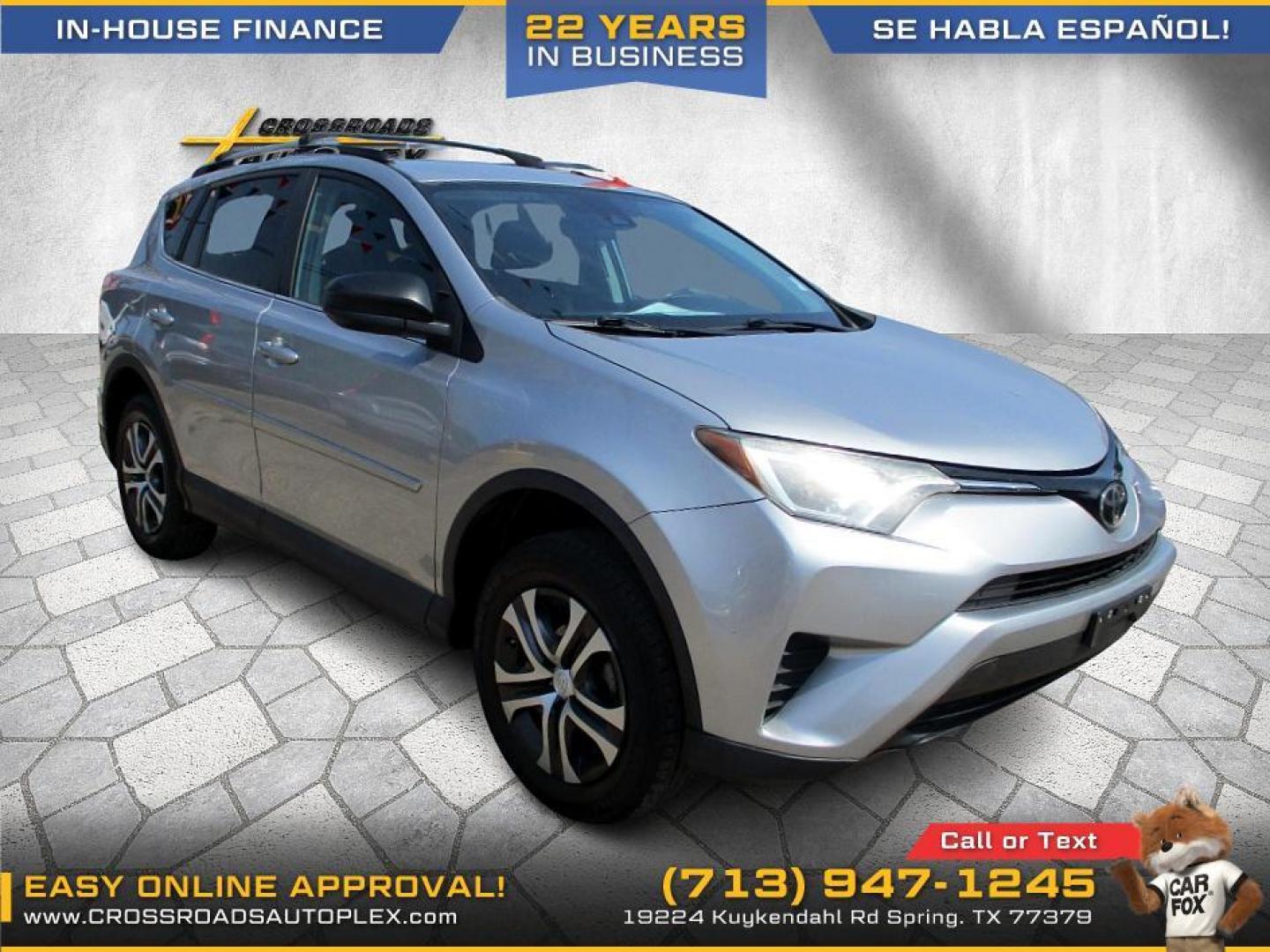 2017 SILVER /BLACK TOYOTA RAV4 LE FWD (2T3ZFREV3HW) with an 2.5L L4 DOHC 16V engine, 6-SPEED AUTOMATIC transmission, located at 19224 Kuykendahl Rd, Spring, TX, 77379, (713) 947-1245, 30.049259, -95.491402 - This mid-size SUV has great appeal and will not last long! Come check us out today! Crossroads Autoplex is a family run dealership that has strived on the same street since 1999! We are here to offer you quality vehicles at a very reasonable price. Here at Crossroads we understand that not everyone - Photo#5