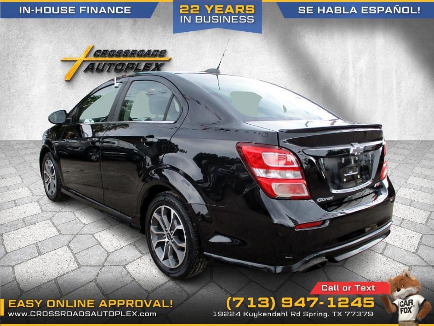 2019 BLACK /GRAY CHEVROLET SONIC LT Auto Sedan (1G1JD5SB3K4) with an 1.4L L4 DOHC 24V TURBO engine, 6-SPEED AUTOMATIC transmission, located at 19224 Kuykendahl Rd, Spring, TX, 77379, (713) 947-1245, 30.049259, -95.491402 - Come check us out today! Crossroads Autoplex is a family run dealership that has strived on the same street since 1999! We are here to offer you quality vehicles at a very reasonable price. Here at Crossroads we understand that not everyone has perfect credit and things in life can happen. We offer - Photo#2