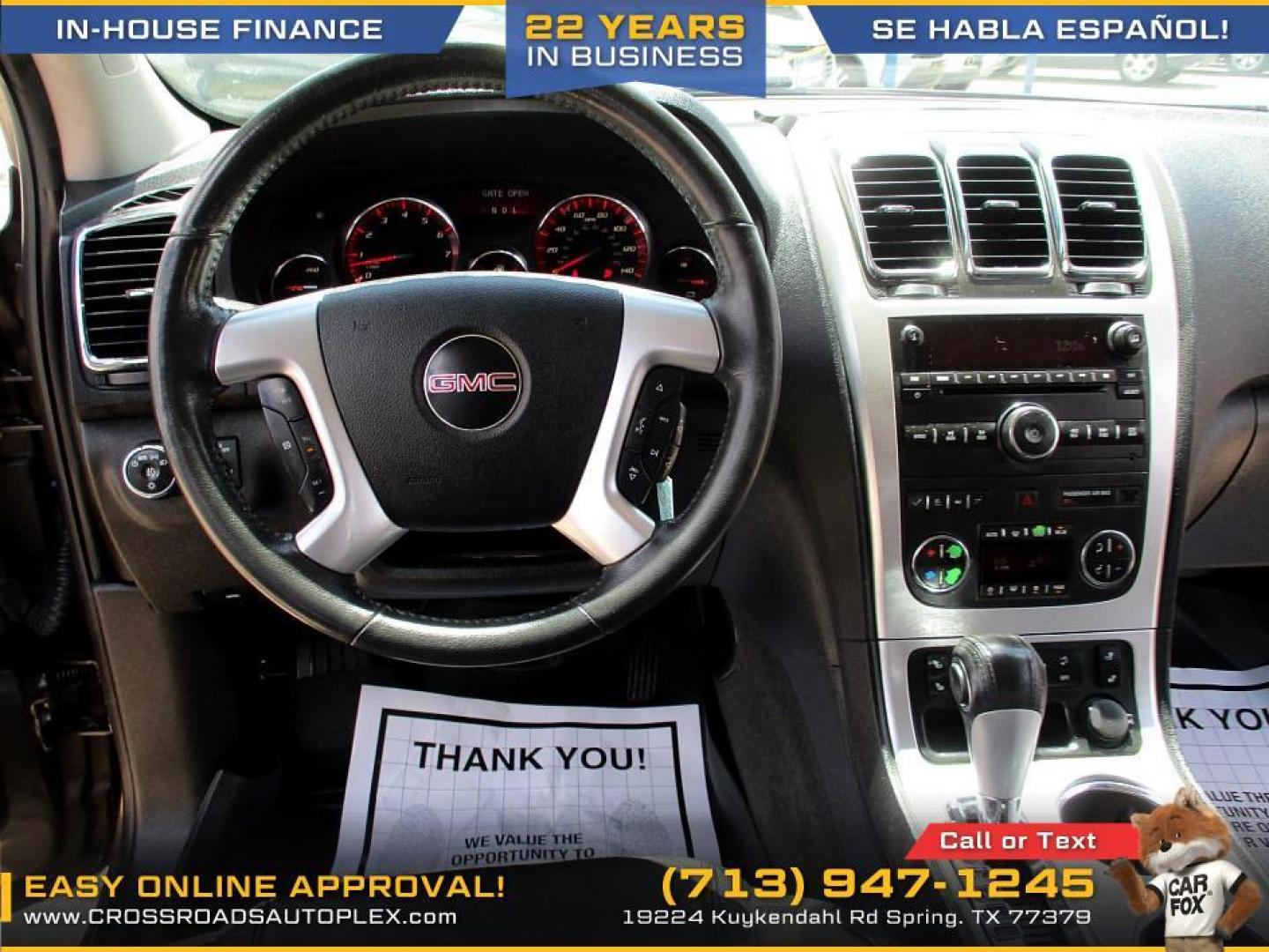 2012 BROWN /BEIGE GMC ACADIA SLT-1 FWD (1GKKRRED8CJ) with an 3.6L V6 DOHC 24V engine, 6-SPEED AUTOMATIC transmission, located at 19224 Kuykendahl Rd, Spring, TX, 77379, (713) 947-1245, 30.049259, -95.491402 - ***************************** NEW ARRIVAL 2012 GMC ACADIA ******************************** This 2012 GMC Acadia is the complete package! It brings the SUV fan and luxury together as one! Today GMC lets you have luxury without having to sacrifice your space! This mid-size SUV has great appeal and - Photo#10