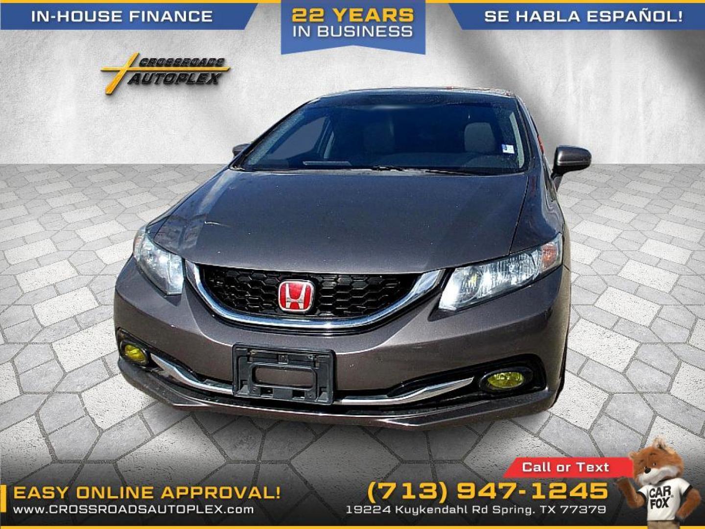 2015 SILVER /GRAY HONDA CIVIC EX Sedan CVT (19XFB2F88FE) with an 1.8L L4 SOHC 16V engine, CVT transmission, located at 19224 Kuykendahl Rd, Spring, TX, 77379, (713) 947-1245, 30.049259, -95.491402 - Photo#0