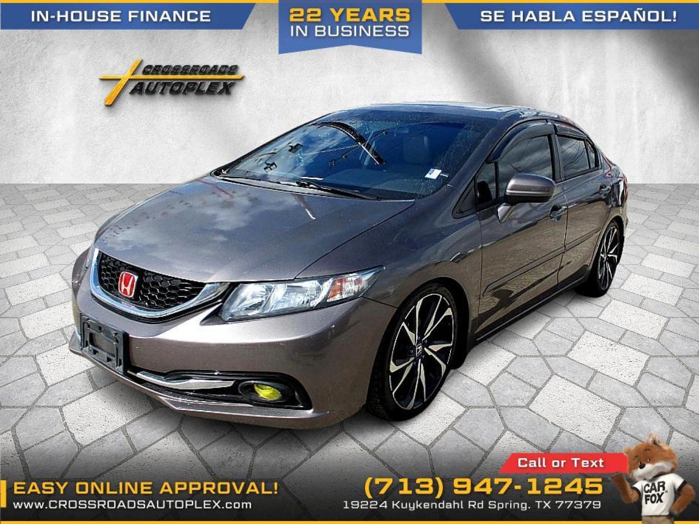 2015 SILVER /GRAY HONDA CIVIC EX Sedan CVT (19XFB2F88FE) with an 1.8L L4 SOHC 16V engine, CVT transmission, located at 19224 Kuykendahl Rd, Spring, TX, 77379, (713) 947-1245, 30.049259, -95.491402 - Photo#1