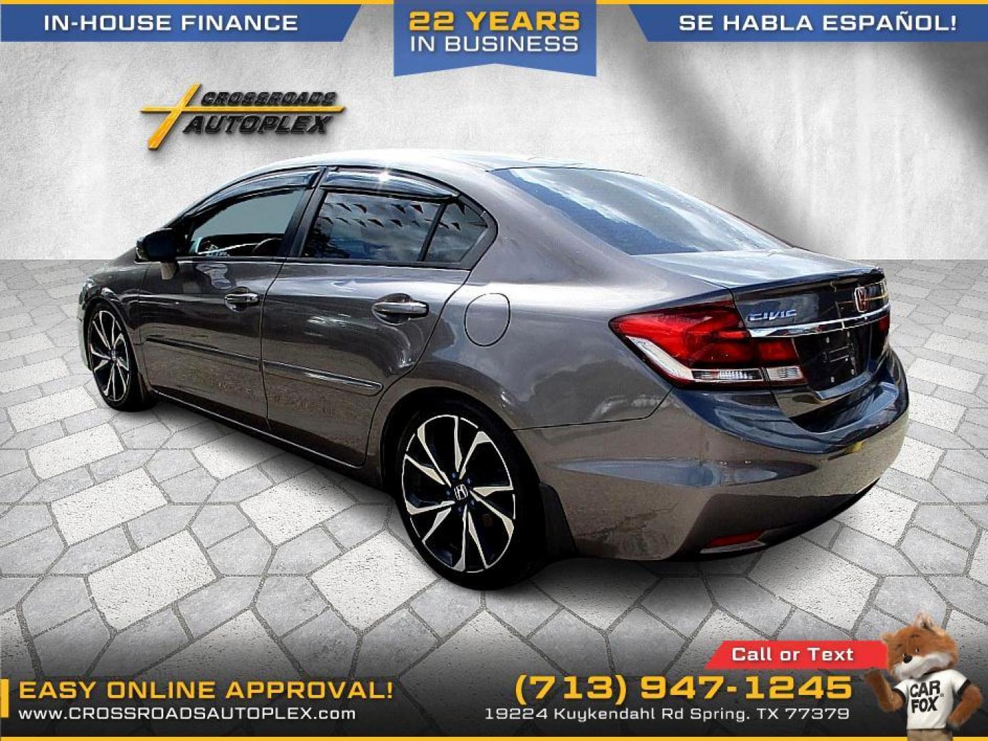 2015 SILVER /GRAY HONDA CIVIC EX Sedan CVT (19XFB2F88FE) with an 1.8L L4 SOHC 16V engine, CVT transmission, located at 19224 Kuykendahl Rd, Spring, TX, 77379, (713) 947-1245, 30.049259, -95.491402 - Photo#2